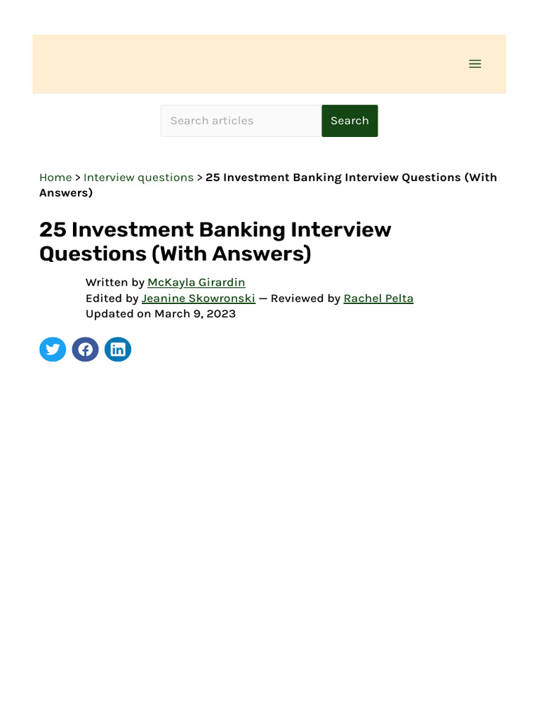 prepare effectively for your investment banking interview with our comprehensive q&a guide, featuring expert insights and commonly asked questions.